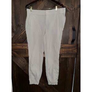 Athleta Womens Pants Sz 12 Gray Nylon Elastic Waist Zip Snap‎ Pockets Jogger